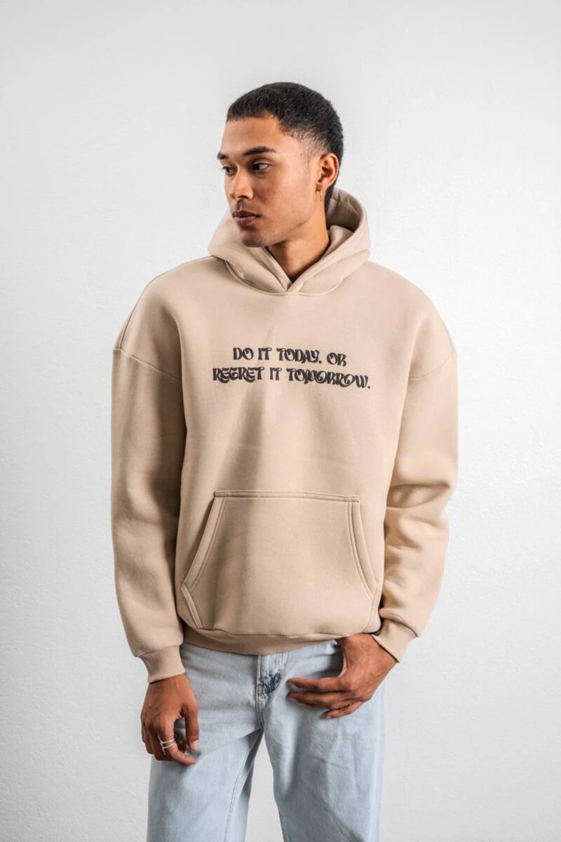 Beige Life Of Tree Designed Unisex Hoodie - Image 4