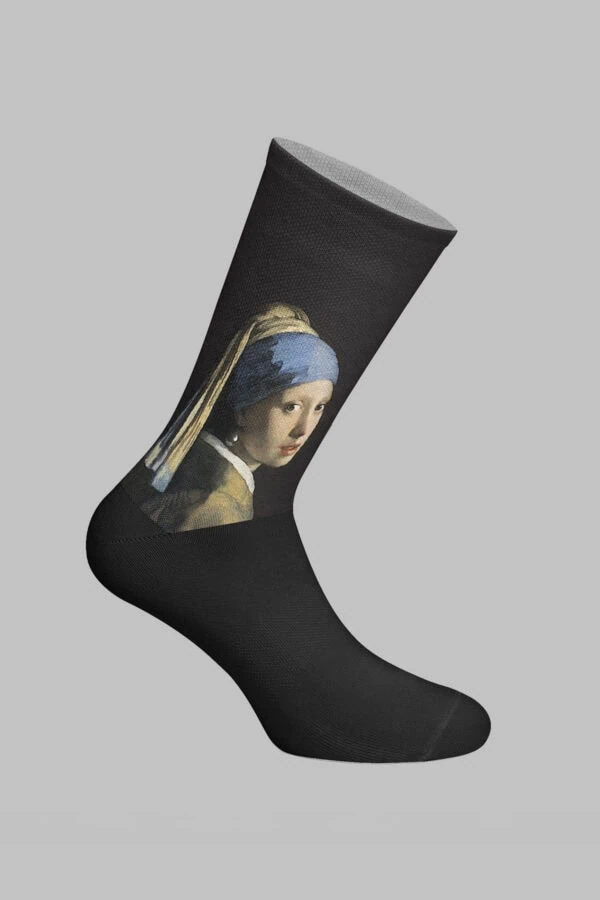 The Girl With the Pearl Earring Paint Designed Digital Printed Socks