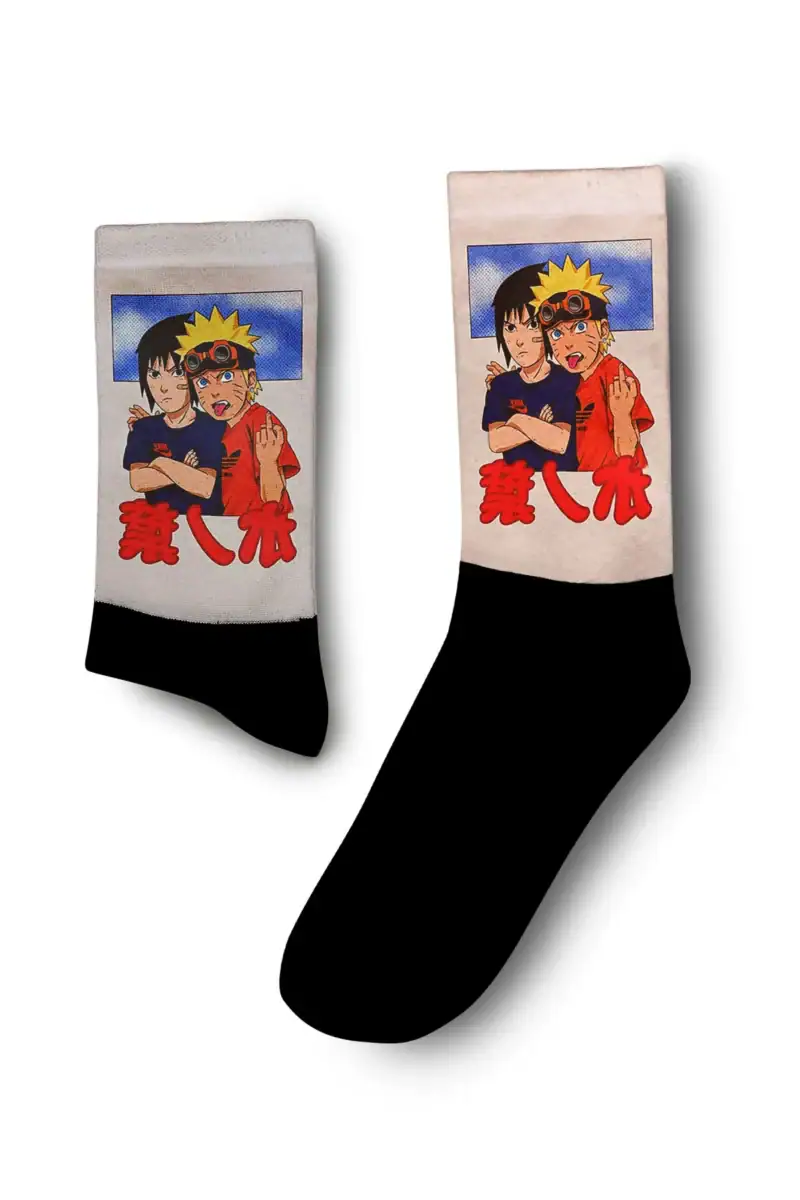 Naruto &Amp; Sasuke Anime Designed Digital Printed Socks - Image 2