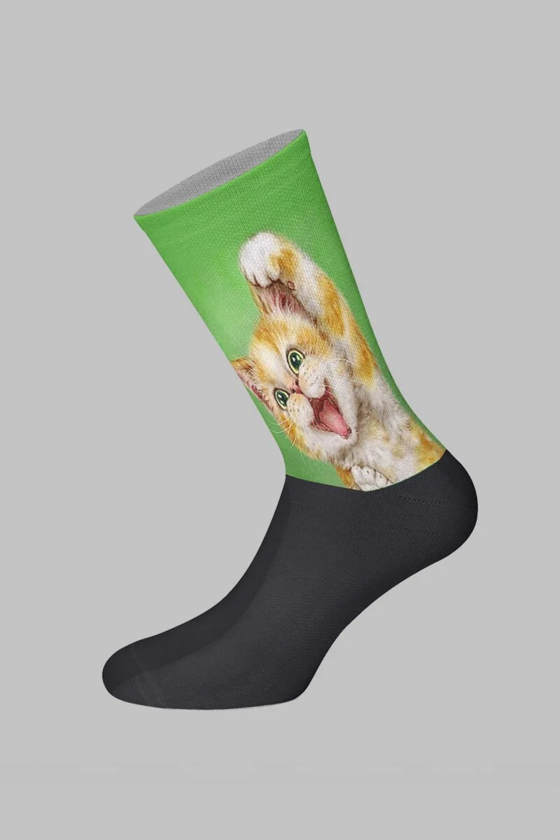Cat Designed Digital Printed Socks - Image 2