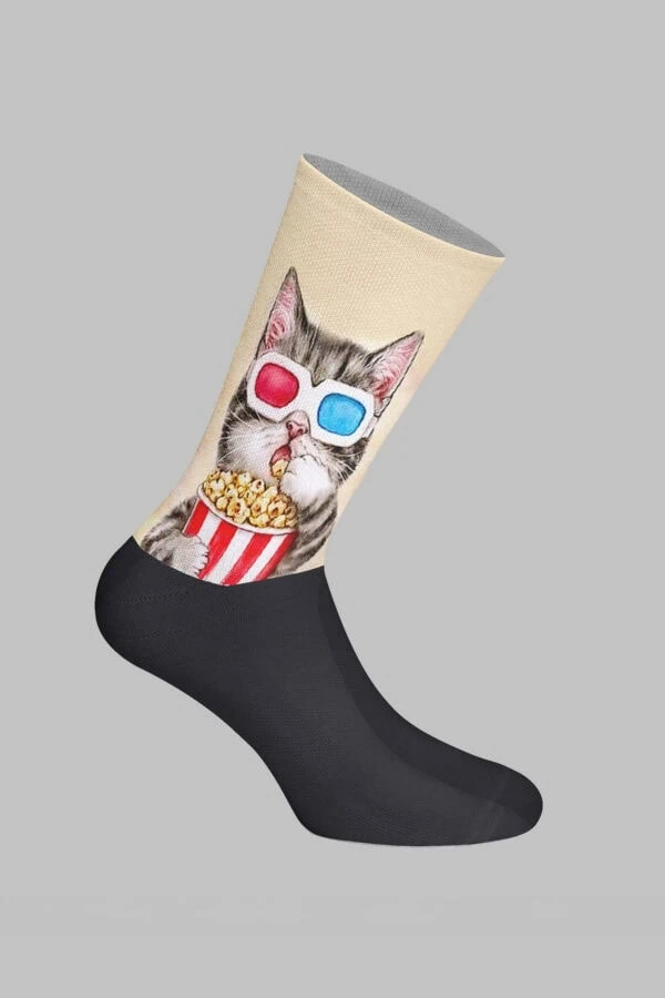 Popcorn Cat Designed Digital Printed Socks