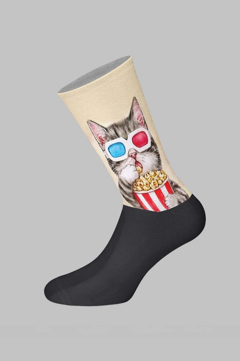 Popcorn Cat Designed Digital Printed Socks - Image 2