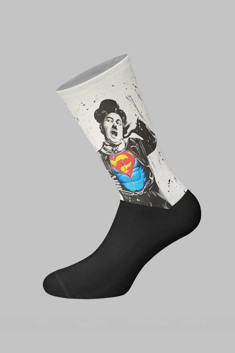 Charlie Chaplin Superman Designed Digital Printed Socks - Image 2