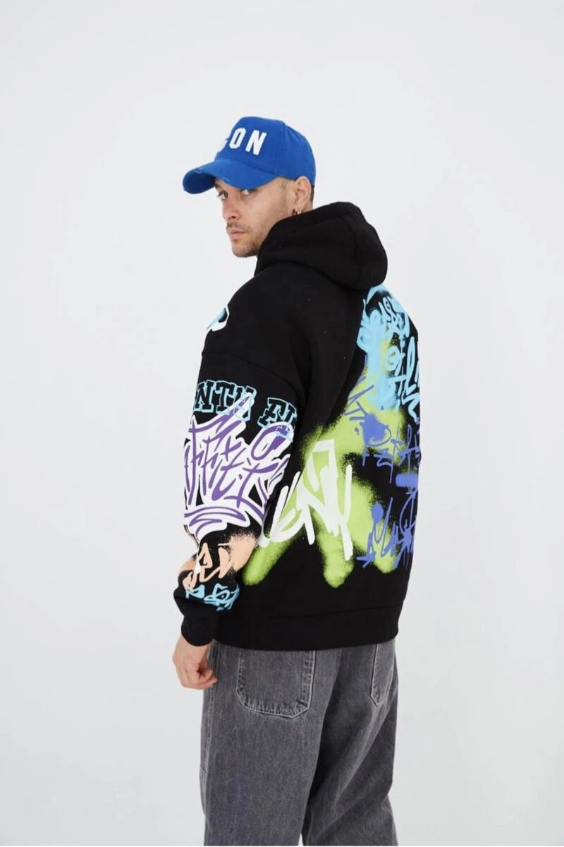 Graffiti Design Printed Unisex Hoodie - Image 5