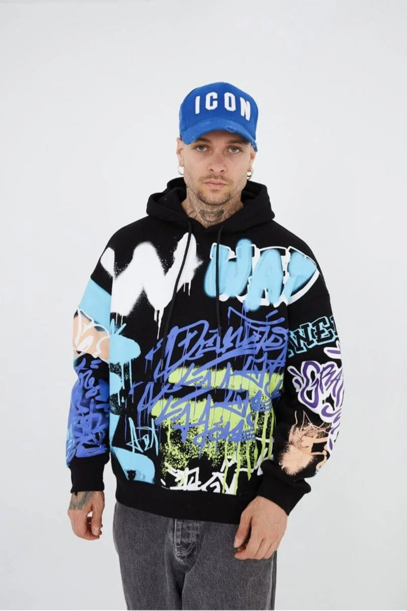 Graffiti Design Printed Unisex Hoodie - Image 4