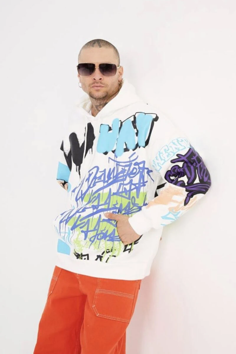 Graffiti Design Printed Unisex Hoodie - Image 12