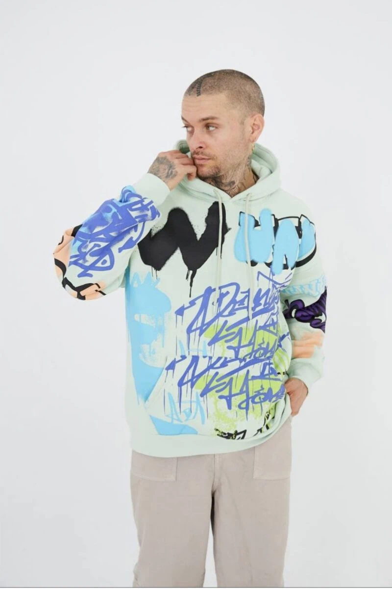 Graffiti Design Printed Unisex Hoodie - Image 7