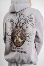 Grey Life of Tree Designed Unisex Hoodie