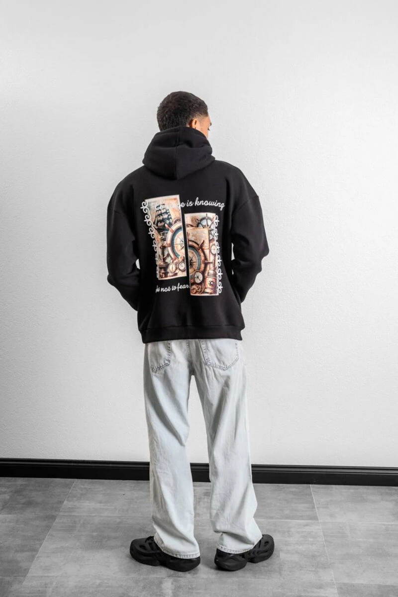 Compass Design Unisex Hoodie - Image 4