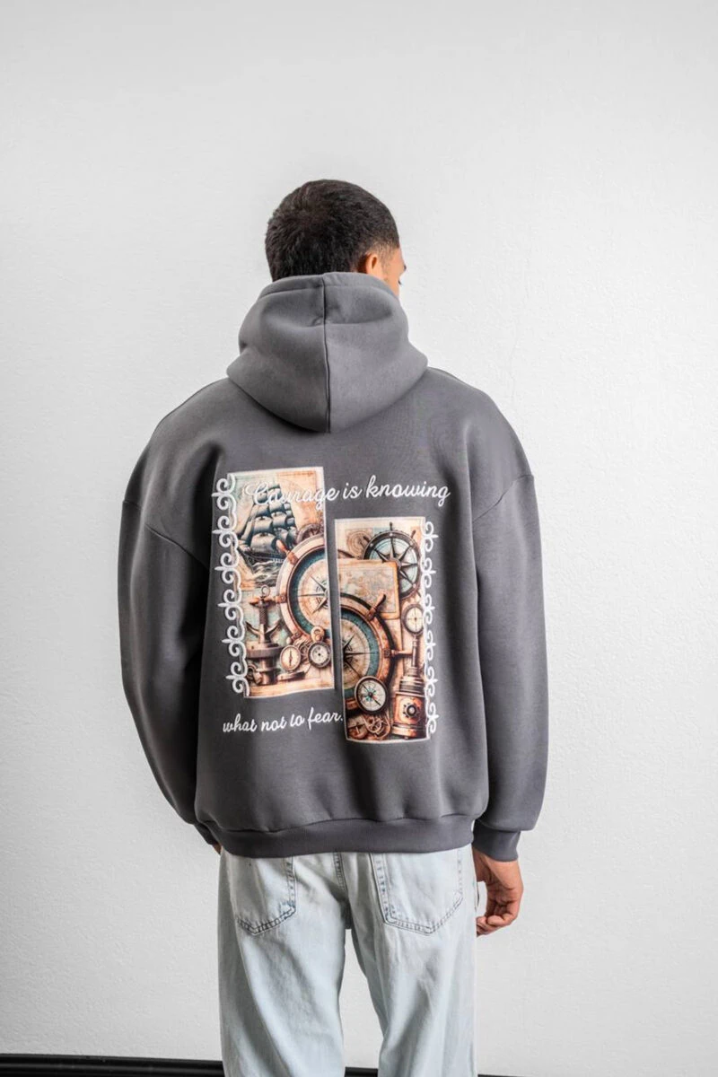 Compass Design Unisex Hoodie - Image 3