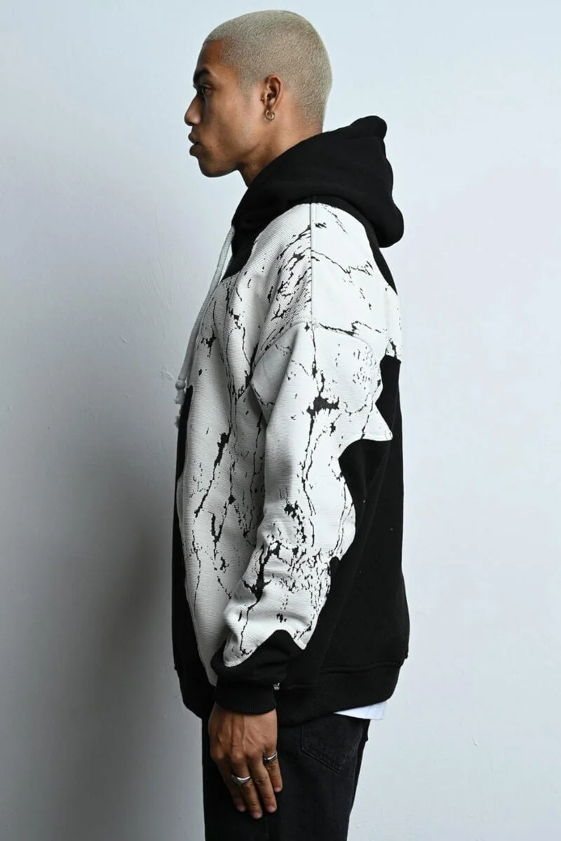 Black Wavy Designed Unisex Hoodie - Image 2