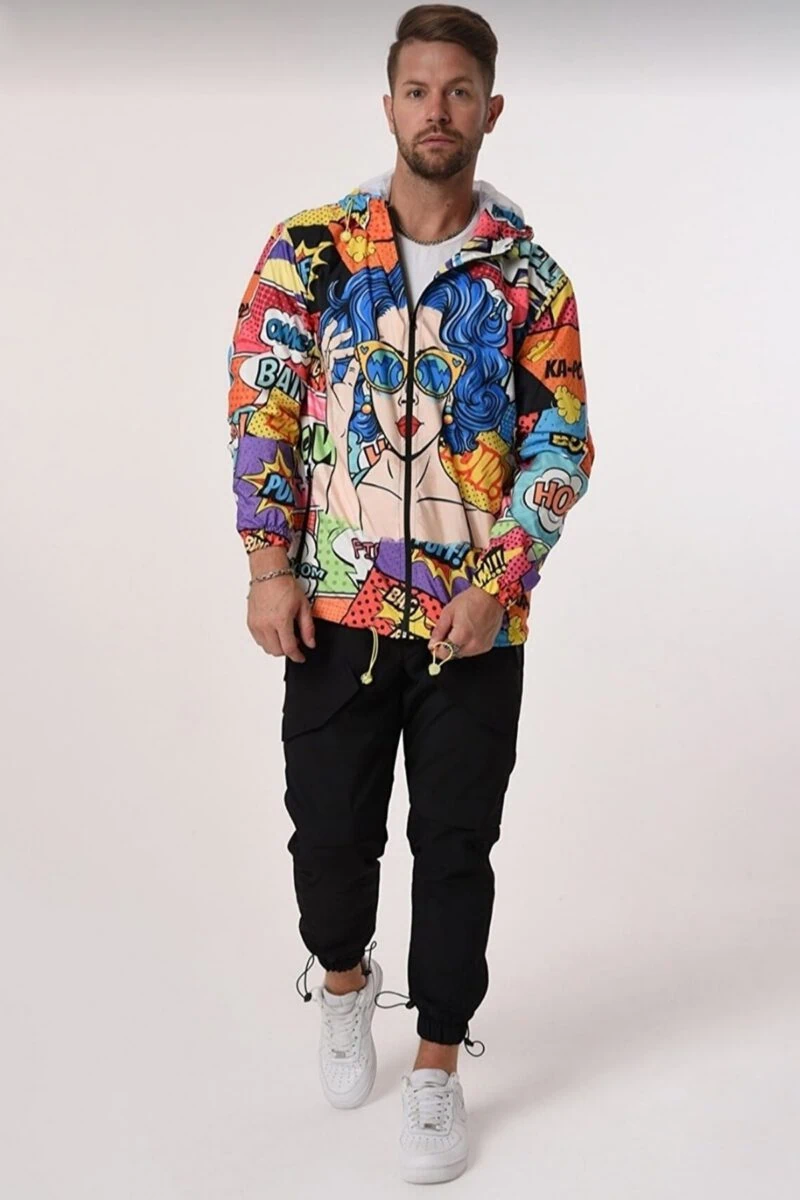 Unisex Popart Print Rain Jacket - Image 2