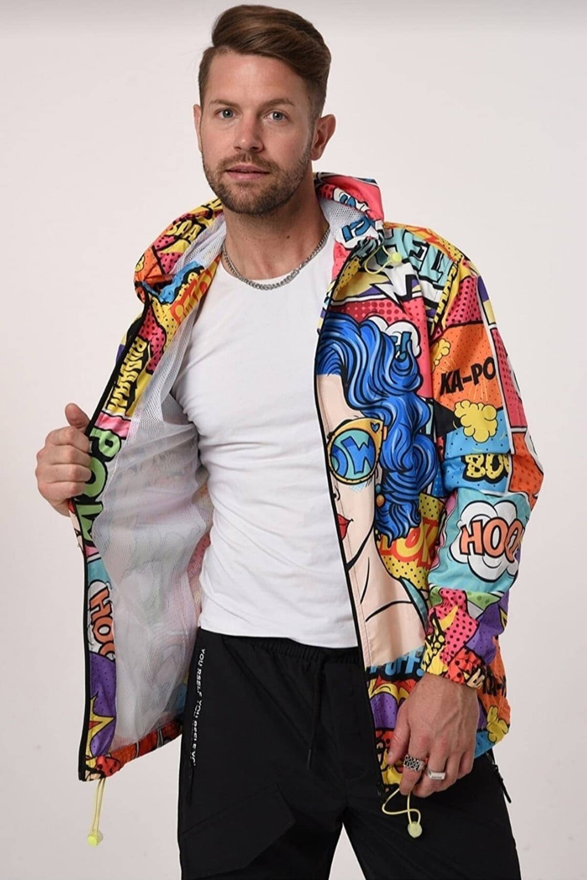 Unisex Popart Print Rain Jacket