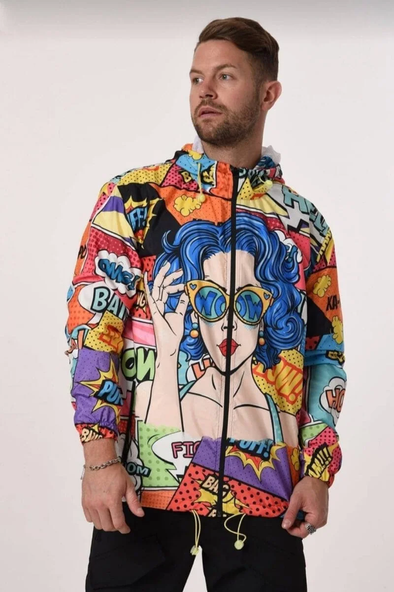 Unisex Popart Print Rain Jacket - Image 3