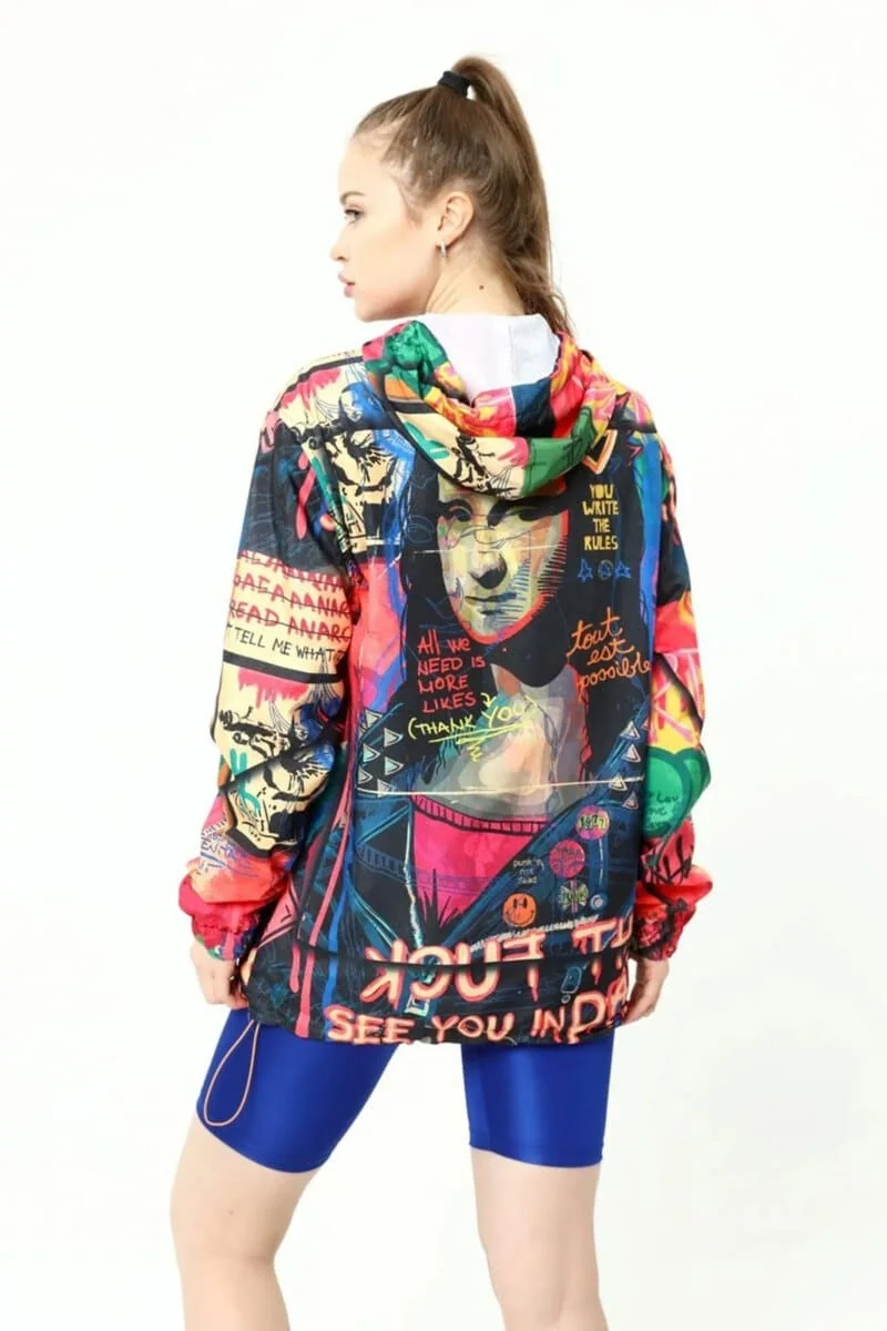 Unisex Mona Lisa Print Rain Jacket - Image 5