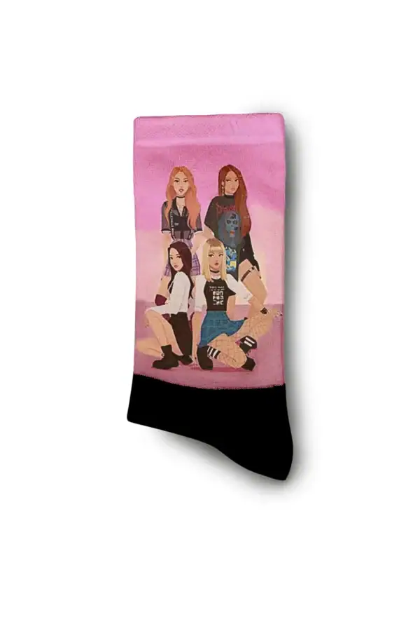 Black Pink K-Pop Designed Digital Printed Socks