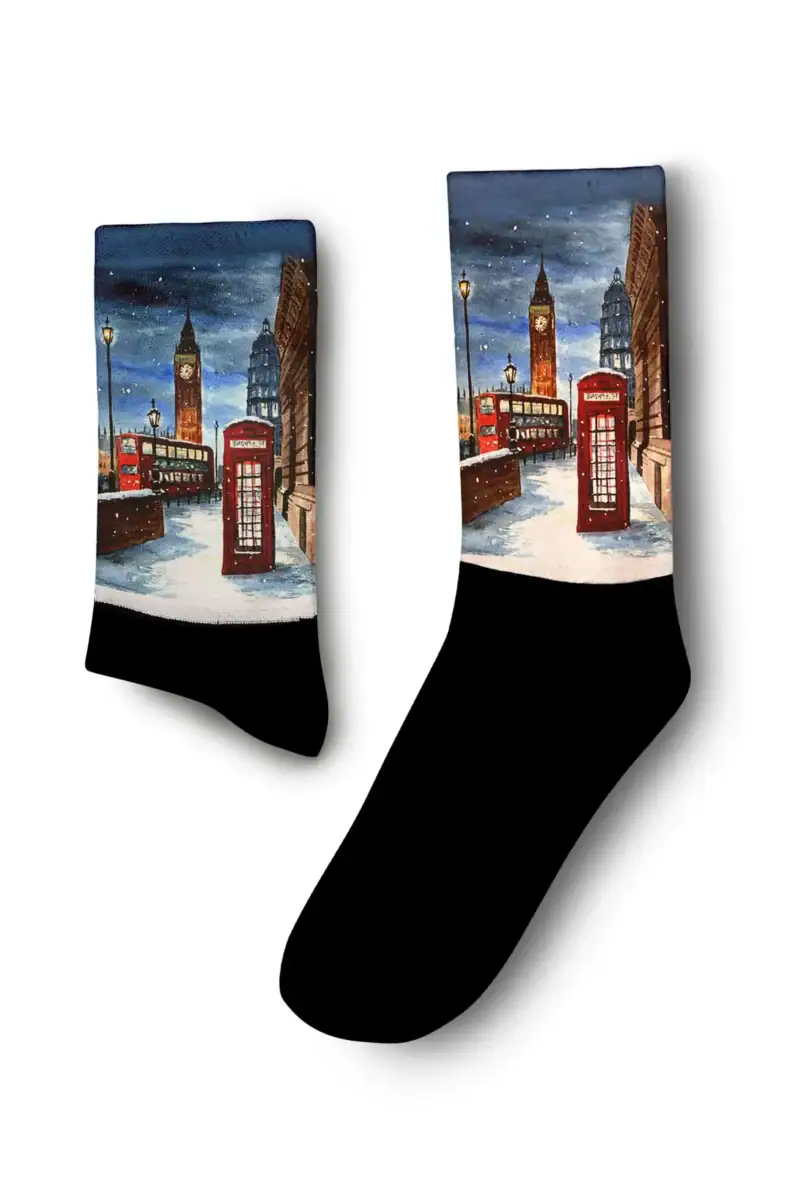 Snowy London Designed Digital Printed Socks - Image 2