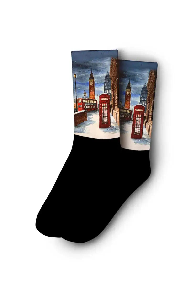 Snowy London Designed Digital Printed Socks - Image 3