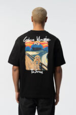 Black Cookie Monster Scream embroidered T-shirt with back artwork