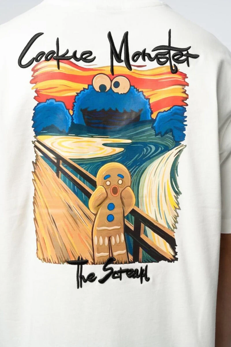 Cookie Monster Scream Embroidered Unisex T-Shirt - Image 9