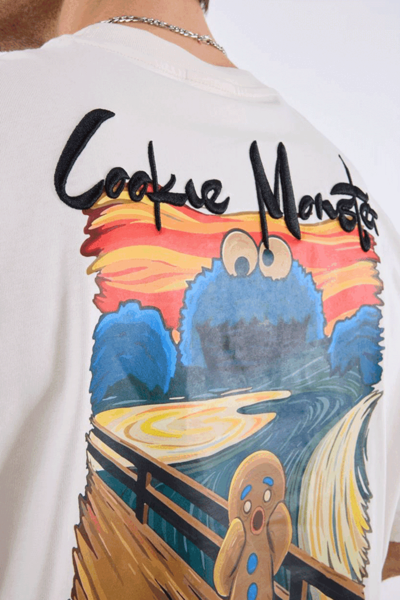 Cookie Monster Scream Embroidered Unisex T-Shirt - Image 14