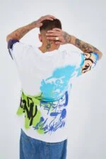 White Graffiti Design T-Shirt - Image 6