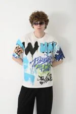 White Graffiti Design T-Shirt