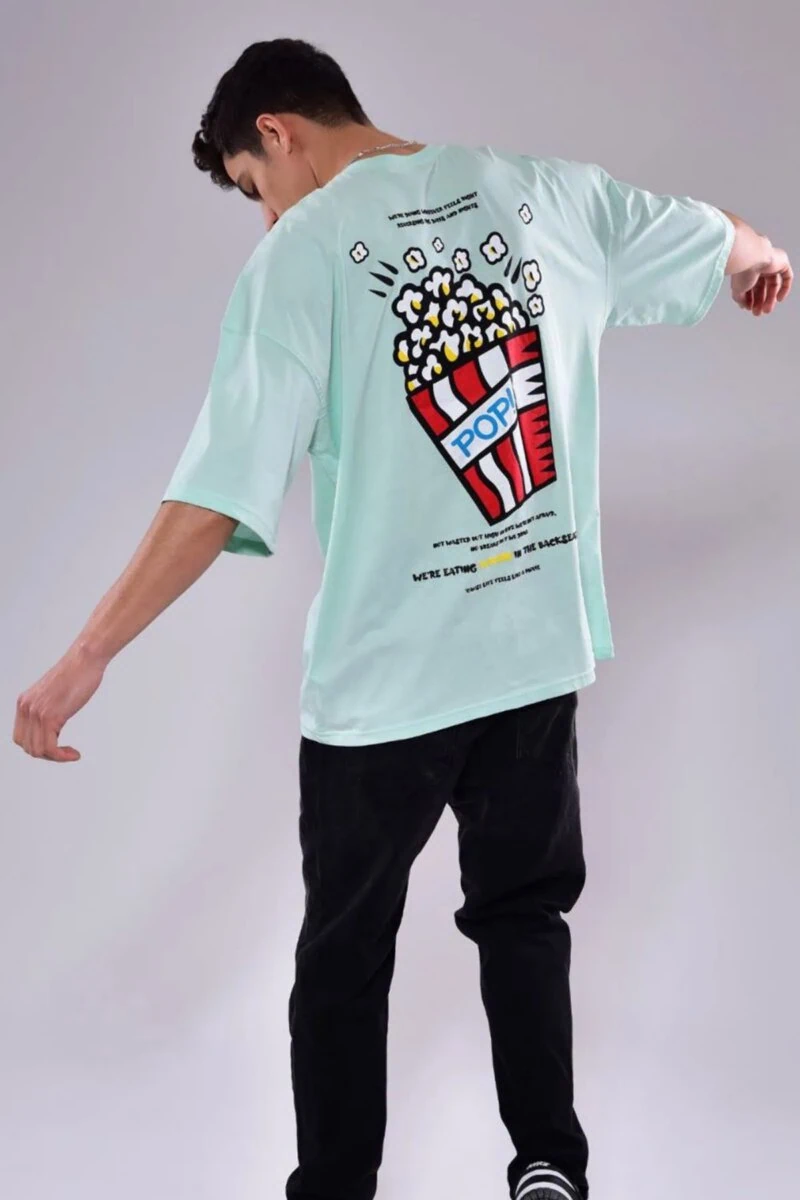 Light Green Popcorn Design T-Shirt - Image 3