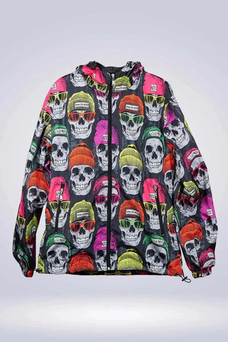 Unisex Skelaton Cap Print Rain Jacket - Image 2