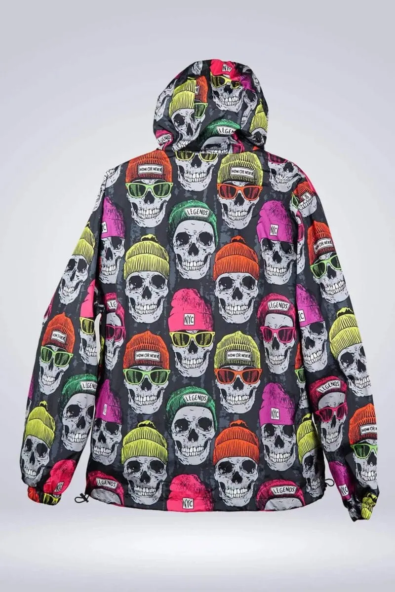 Unisex Skelaton Cap Print Rain Jacket - Image 3