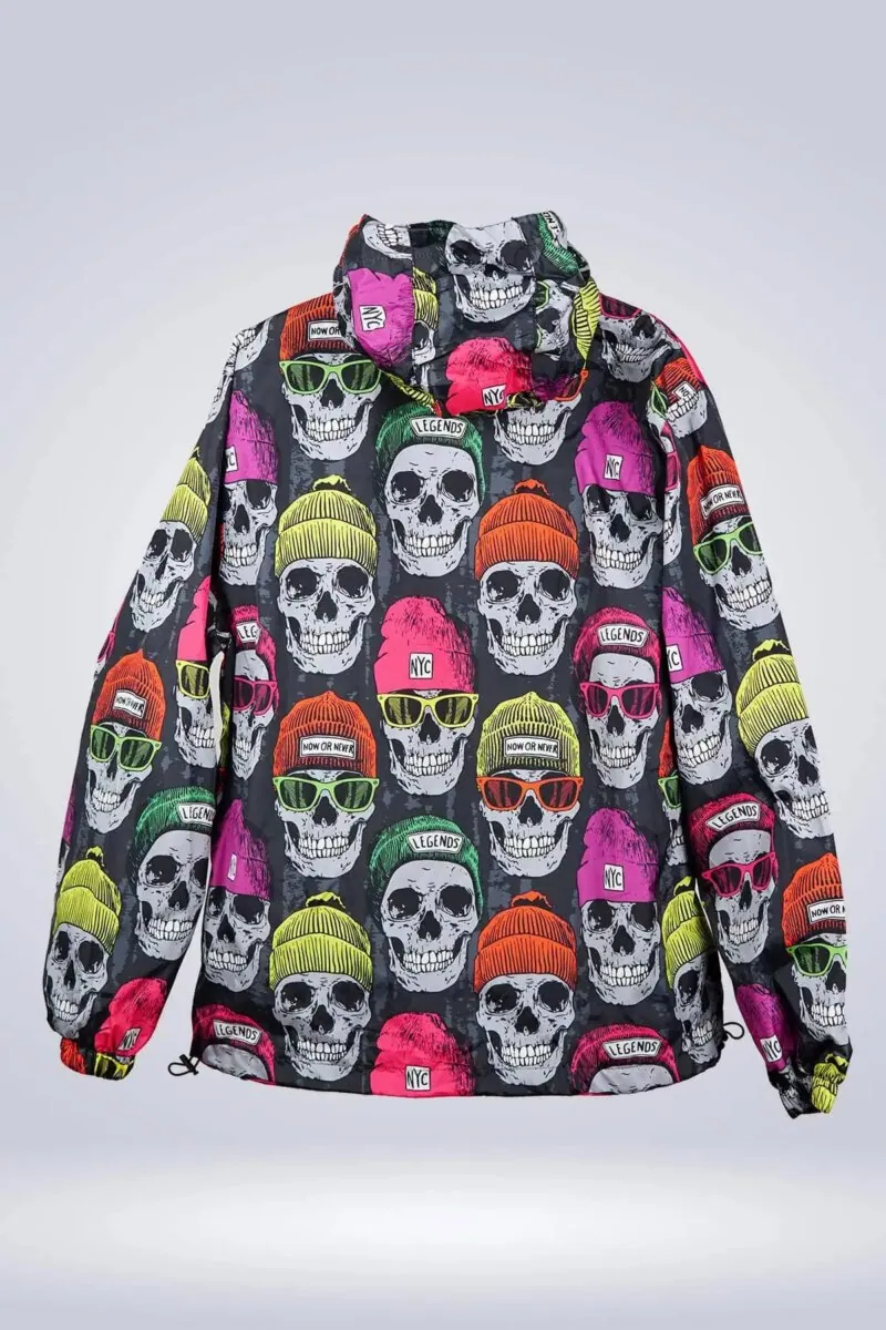 Unisex Skelaton Cap Print Rain Jacket - Image 4