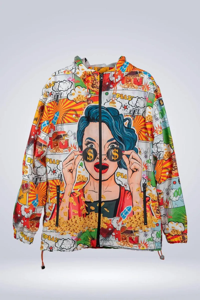 Pop Art Girl Rain Jacket - Image 3