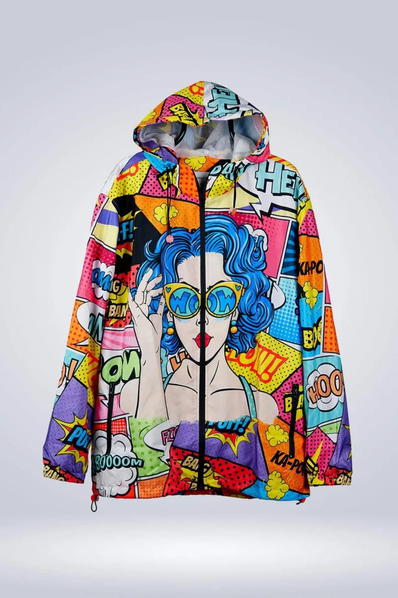 Unisex Popart Print Rain Jacket - Image 5